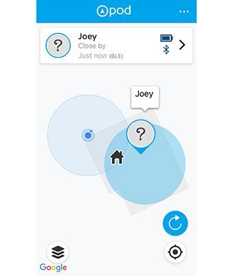 See your pet's location on the Pod Trackers app